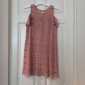 Monteau Pink Cold shoulder Lace‎ Dress